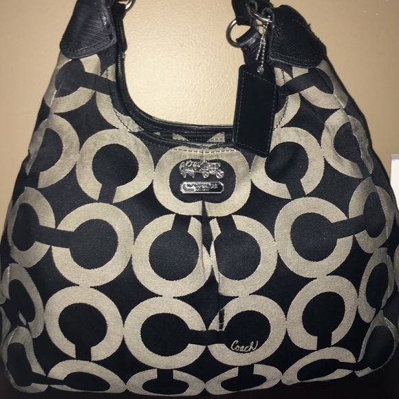 Coach Handbags - Coach Madison Maggie OP Art Black/Tan Shoulder Bag